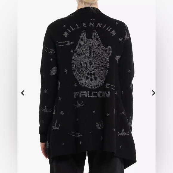 NWT Her Universe Star Wars Black Millennium Falcon Cardigan Medium silver - Picture 4 of 9